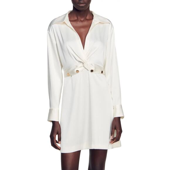 NWT Sandro Fleur Dress Beige Size‎ 38 US 8 Bridal Event Cocktail - Picture 1 of 16